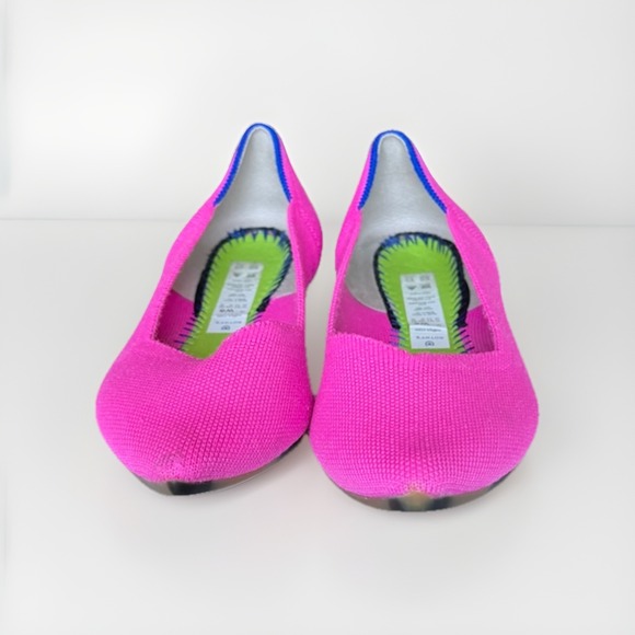 Rothy's The Point Ballet Flats Dragon Fruit Size 8 Pink Colorful Sustainable NEW - Picture 2 of 7